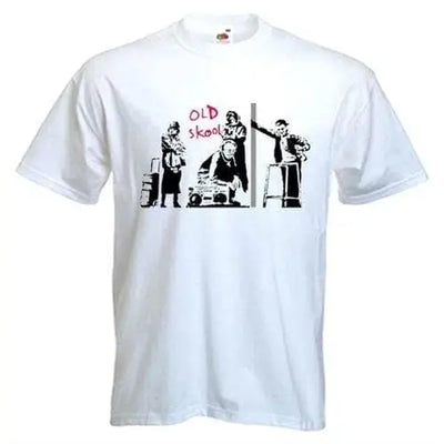 Banksy Old Skool Mens T-Shirt L / White