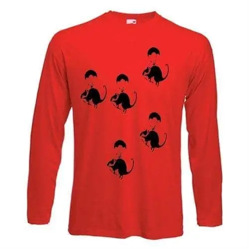 Banksy Parachute Rat Long Sleeve T-Shirt L / Red