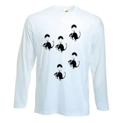 Banksy Parachute Rat Long Sleeve T-Shirt L / White