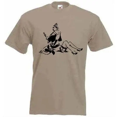 Banksy Porn Queen Mens T-Shirt L / Khaki