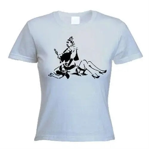 Banksy Porn Queen Womens T-Shirt S / Light Grey