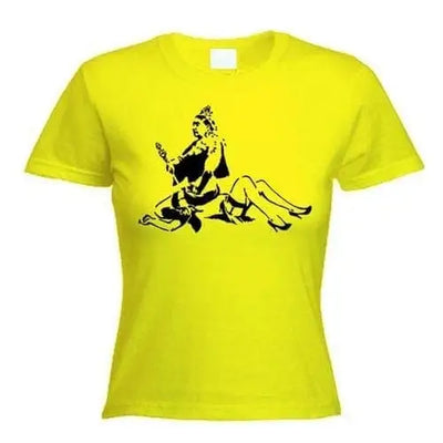 Banksy Porn Queen Womens T-Shirt S / Yellow