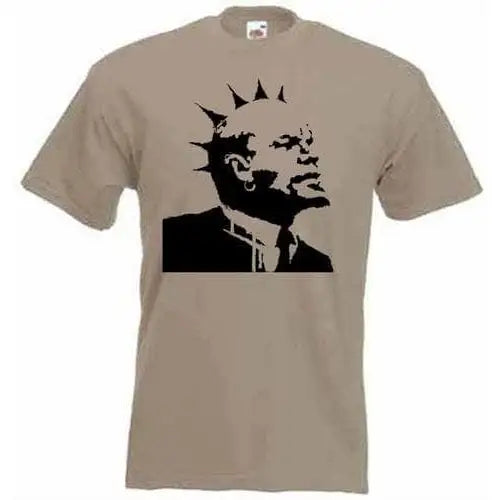 Banksy Punk Lenin Mens T-Shirt M / Khaki