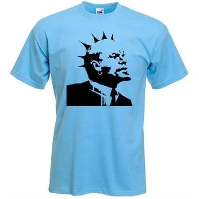 Banksy Punk Lenin Mens T-Shirt M / Light Blue