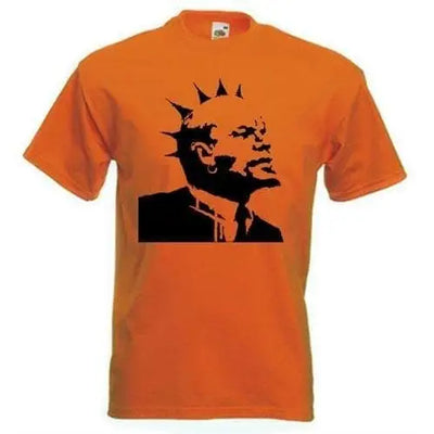 Banksy Punk Lenin Mens T-Shirt M / Orange