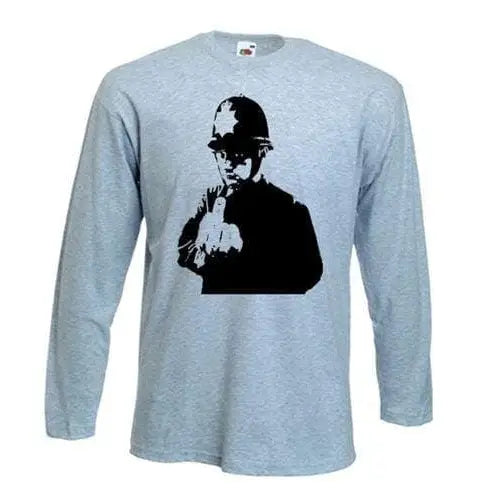 Banksy Rude Copper Long Sleeve T-Shirt XXL / Light Grey