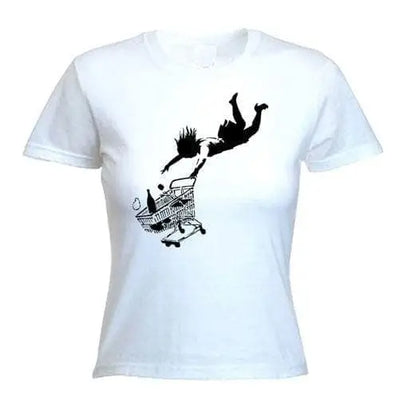 Banksy Shop Til You Drop Women's T-Shirt XL / White