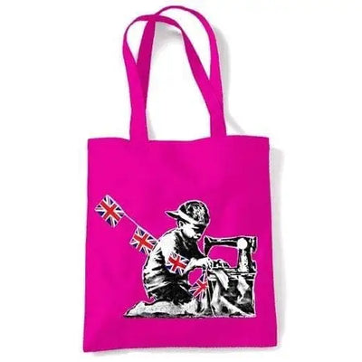 Banksy Slave Labour Shoulder Bag Dark Pink