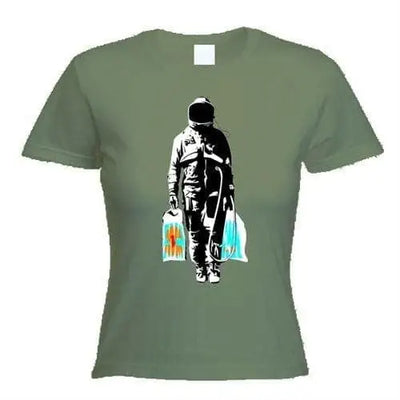 Banksy Spaceman Women's T-Shirt XL / Khaki