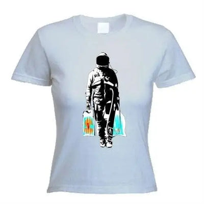 Banksy Spaceman Women's T-Shirt XL / Light Grey
