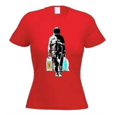 Banksy Spaceman Women's T-Shirt XL / Red