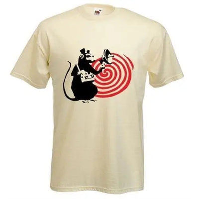Banksy Speaker Rat Mens T-Shirt XXL / Cream