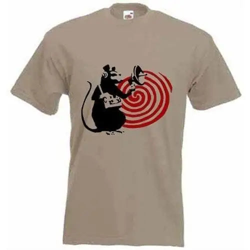 Banksy Speaker Rat Mens T-Shirt XXL / Khaki