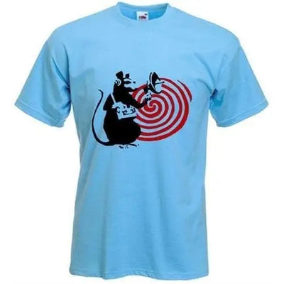 Banksy Speaker Rat Mens T-Shirt XXL / Light Blue