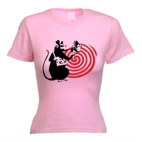 Banksy Speaker Rat Womens T-Shirt L / Light Pink