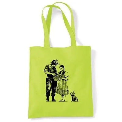 Banksy Stop And Search Shoulder Bag Lime Green