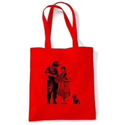 Banksy Stop And Search Shoulder Bag Red