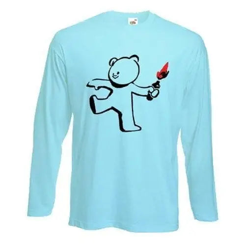 Banksy Teddy Bomber Long Sleeve T-Shirt L / Light Blue
