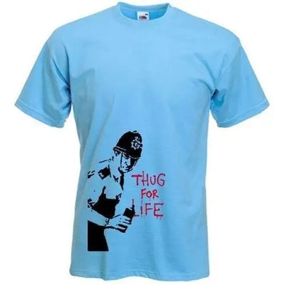 Banksy Thug For Life Copper Mens T-Shirt XL / Light Blue
