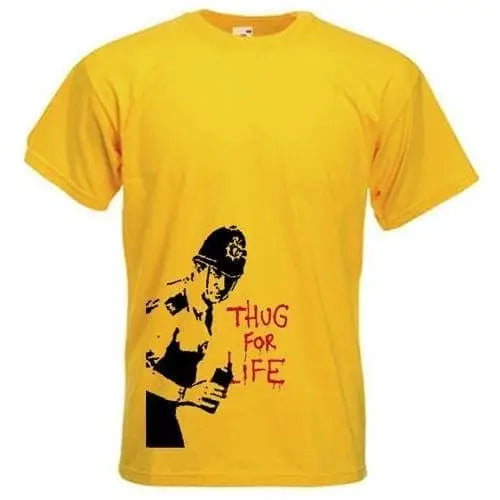 Banksy Thug For Life Copper Mens T-Shirt XL / Yellow