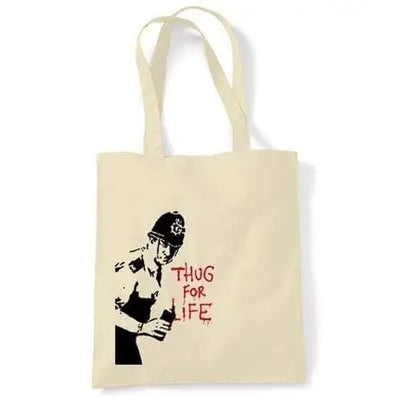 Banksy Thug For Life Copper Shoulder Bag Cream