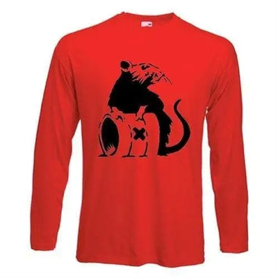Banksy Toxic Rat Long Sleeve T-Shirt XXL / Red