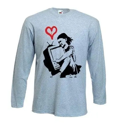 Banksy TV Girl Long Sleeve T-Shirt L / Light Grey