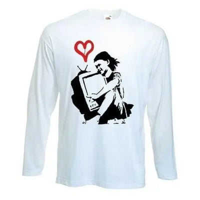 Banksy TV Girl Long Sleeve T-Shirt L / White