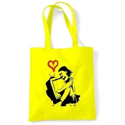 Banksy TV Girl Shoulder Bag Yellow