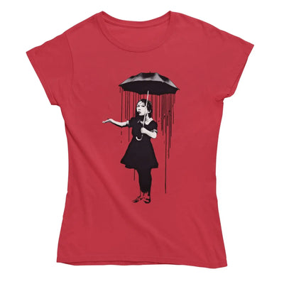 Banksy Umbrella Girl Nola Women's T-Shirt XL / Red