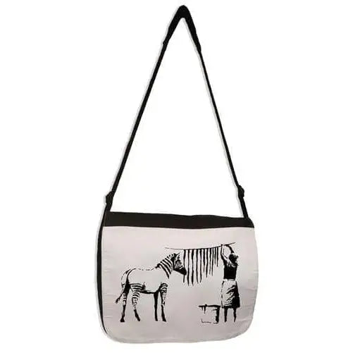 Banksy Washing And Hanging Out Zebra Stripes Laptop Messenger Bag