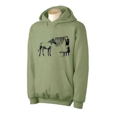 Banksy Washing Zebra Hoodie XL / Khaki
