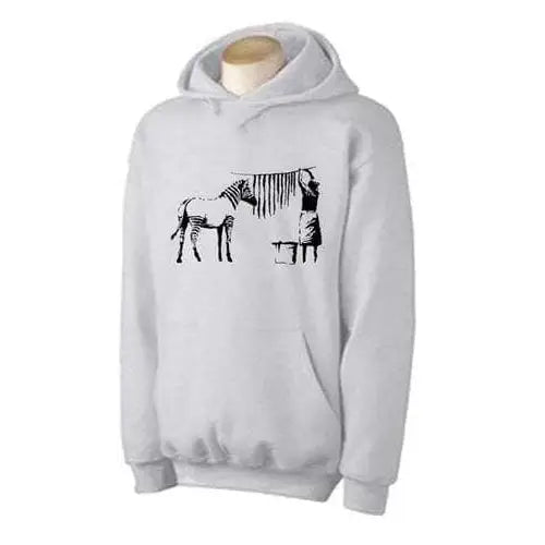 Banksy Washing Zebra Hoodie XL / Light Grey