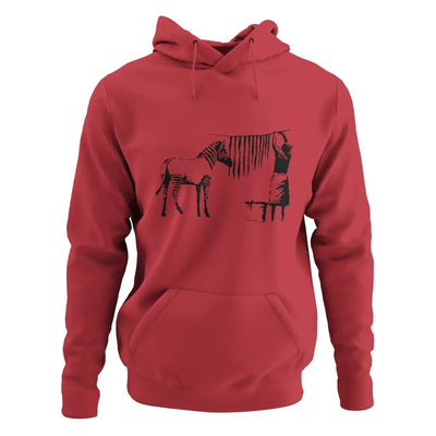 Banksy Washing Zebra Hoodie - XL / Red - Hoodie