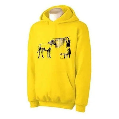 Banksy Washing Zebra Hoodie XL / Yellow
