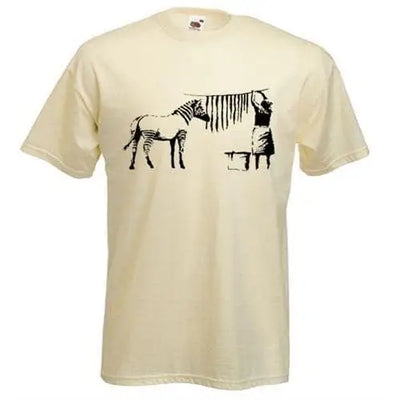 Banksy Washing Zebra Stripes T-Shirt Cream / S