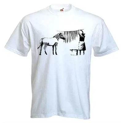 Banksy Washing Zebra Stripes T-Shirt