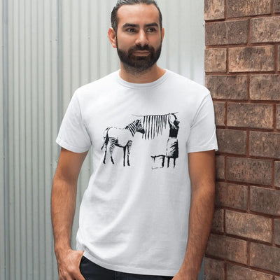 Banksy Washing Zebra Stripes T-Shirt