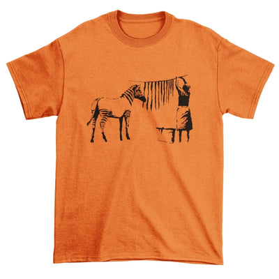Banksy Washing Zebra Stripes T-Shirt Orange / S
