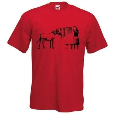 Banksy Washing Zebra Stripes T-Shirt Red / S