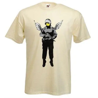 Banksy Winged Copper Mens T-Shirt L / Cream