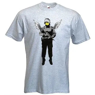 Banksy Winged Copper Mens T-Shirt L / Light Grey