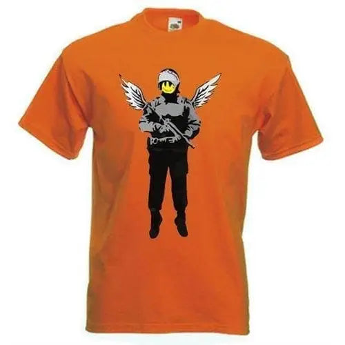 Banksy Winged Copper Mens T-Shirt L / Orange