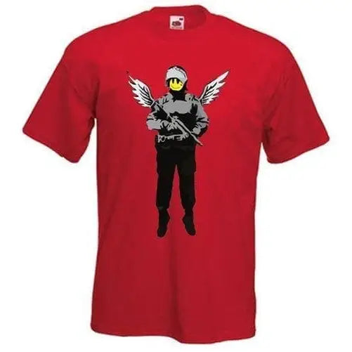 Banksy Winged Copper Mens T-Shirt L / Red