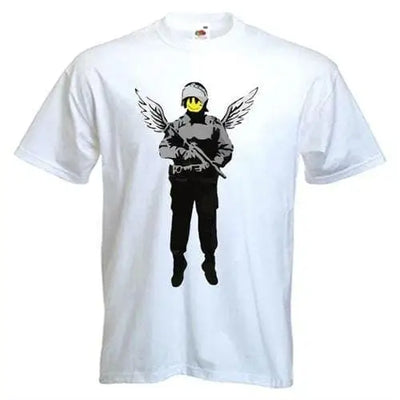 Banksy Winged Copper Mens T-Shirt L / White