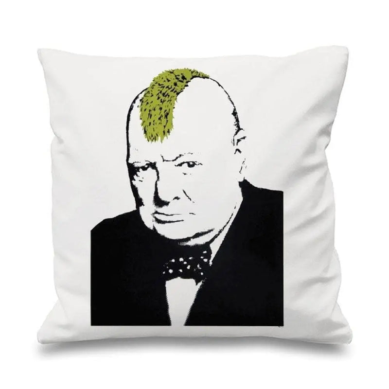 Banksy Winston Churchill Turf War Cushion White
