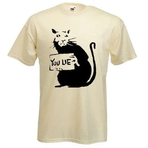 Banksy You Lie Rat Mens T-Shirt S / Cream