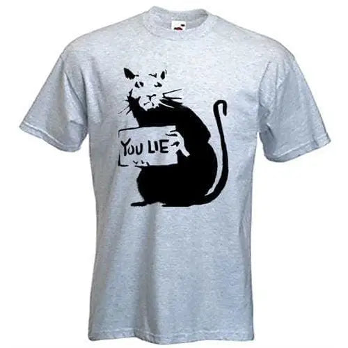 Banksy You Lie Rat Mens T-Shirt S / Light Grey