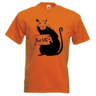 Banksy You Lie Rat Mens T-Shirt S / Orange
