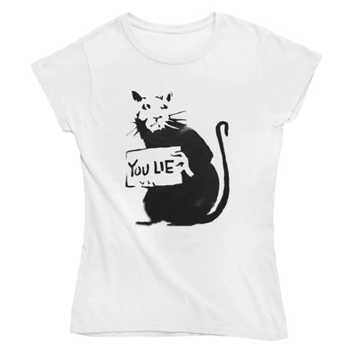 Banksy You Lie Rat Womens T-Shirt S / White
